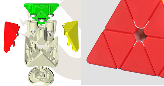 YuXin HuangLong M Magnetic Pyraminx Speed Cube Stickerless Light Red Version